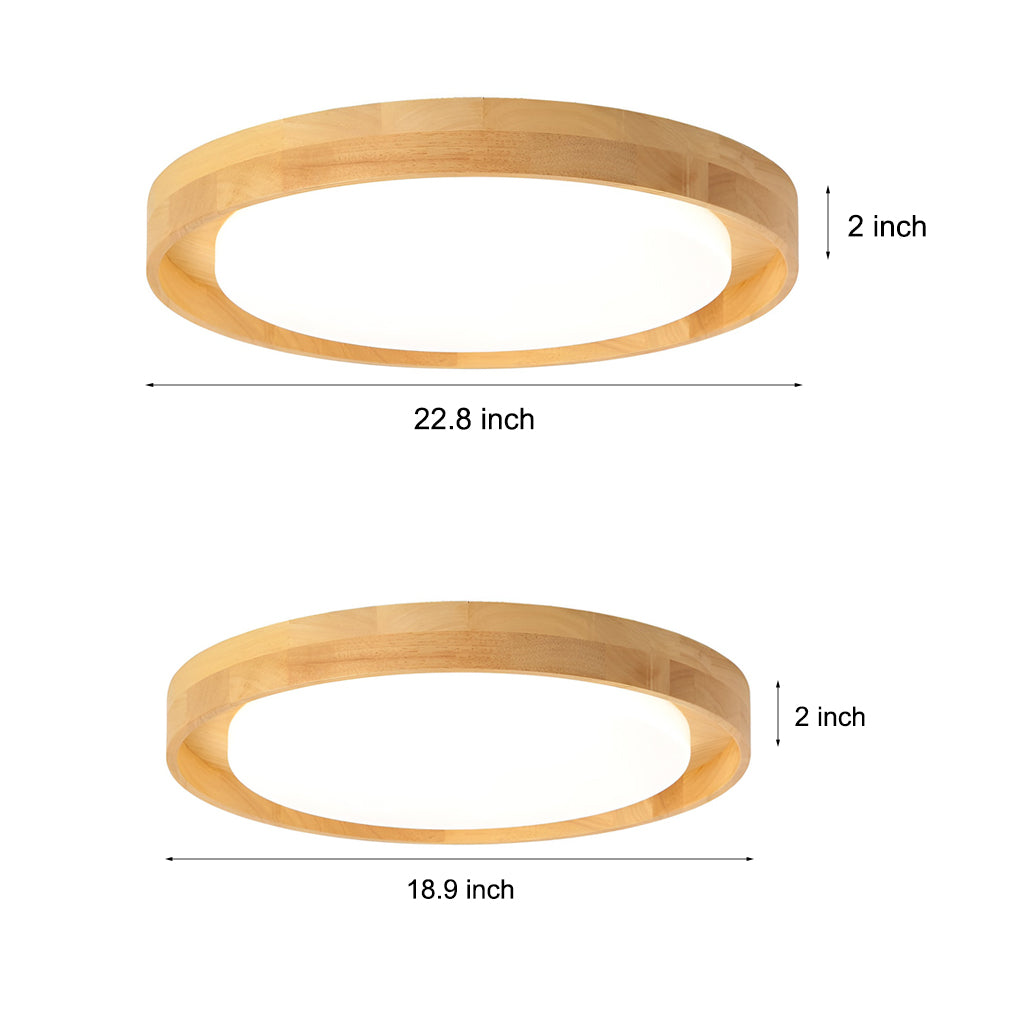 Dimmable LED Wooden Flush Mount Ceiling Light - Modern Nordic Design