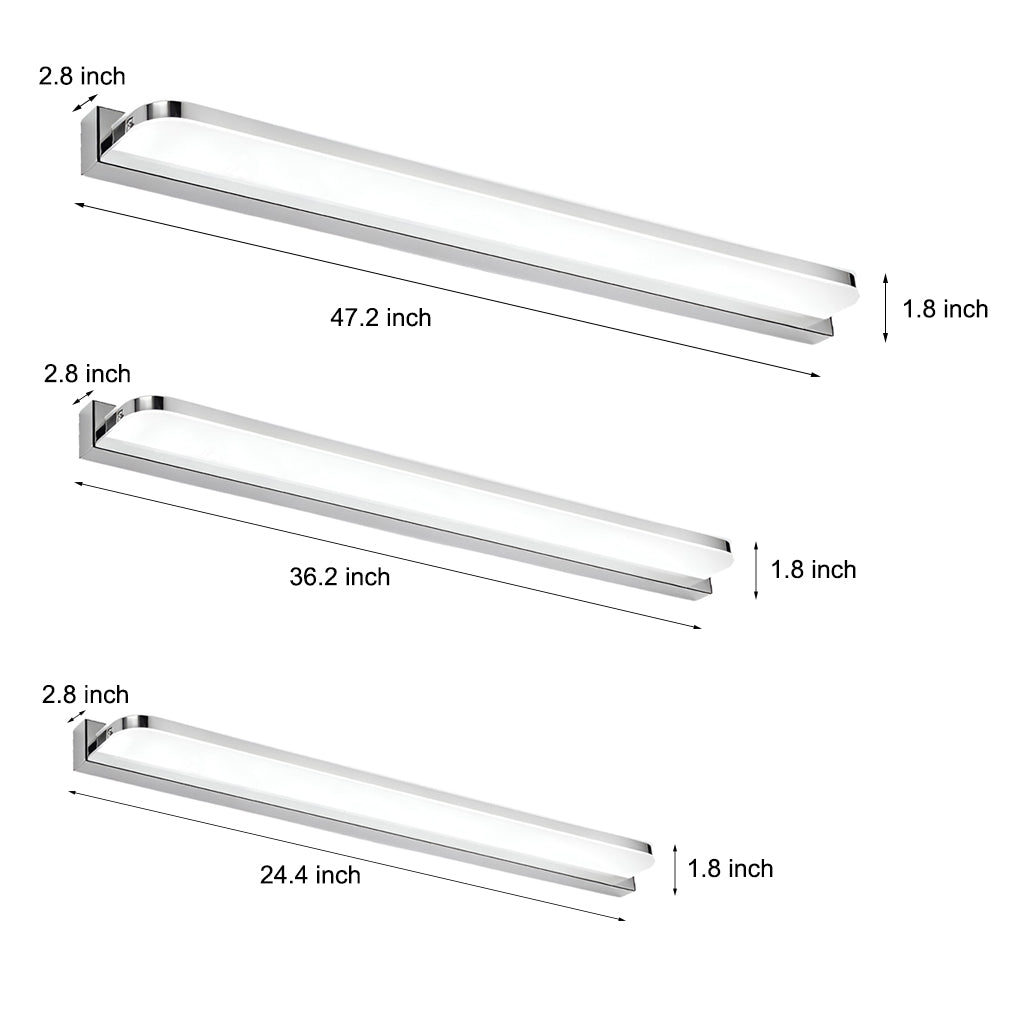 Modern LED Bathroom Vanity Light with Polished Iron Trim