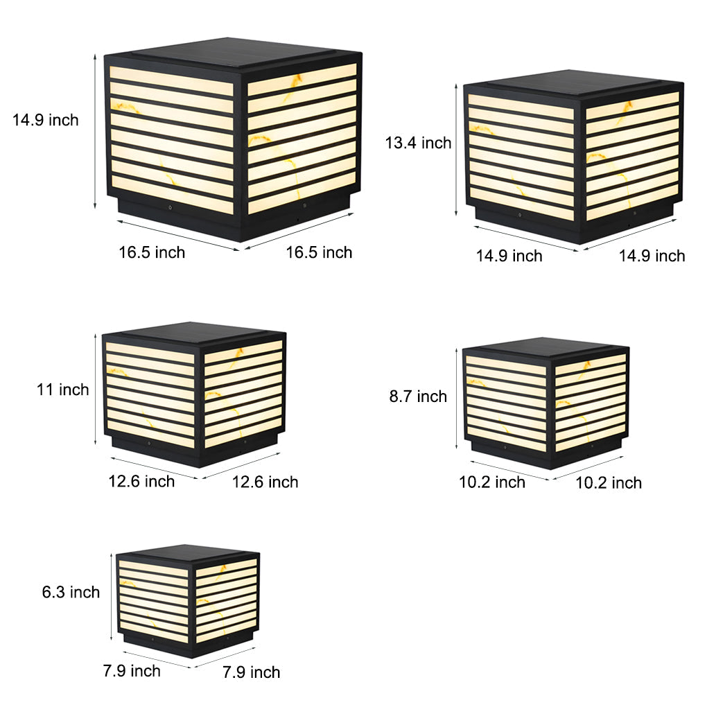 Modern Square Solar LED Outdoor Post Light | Dual Power IP65