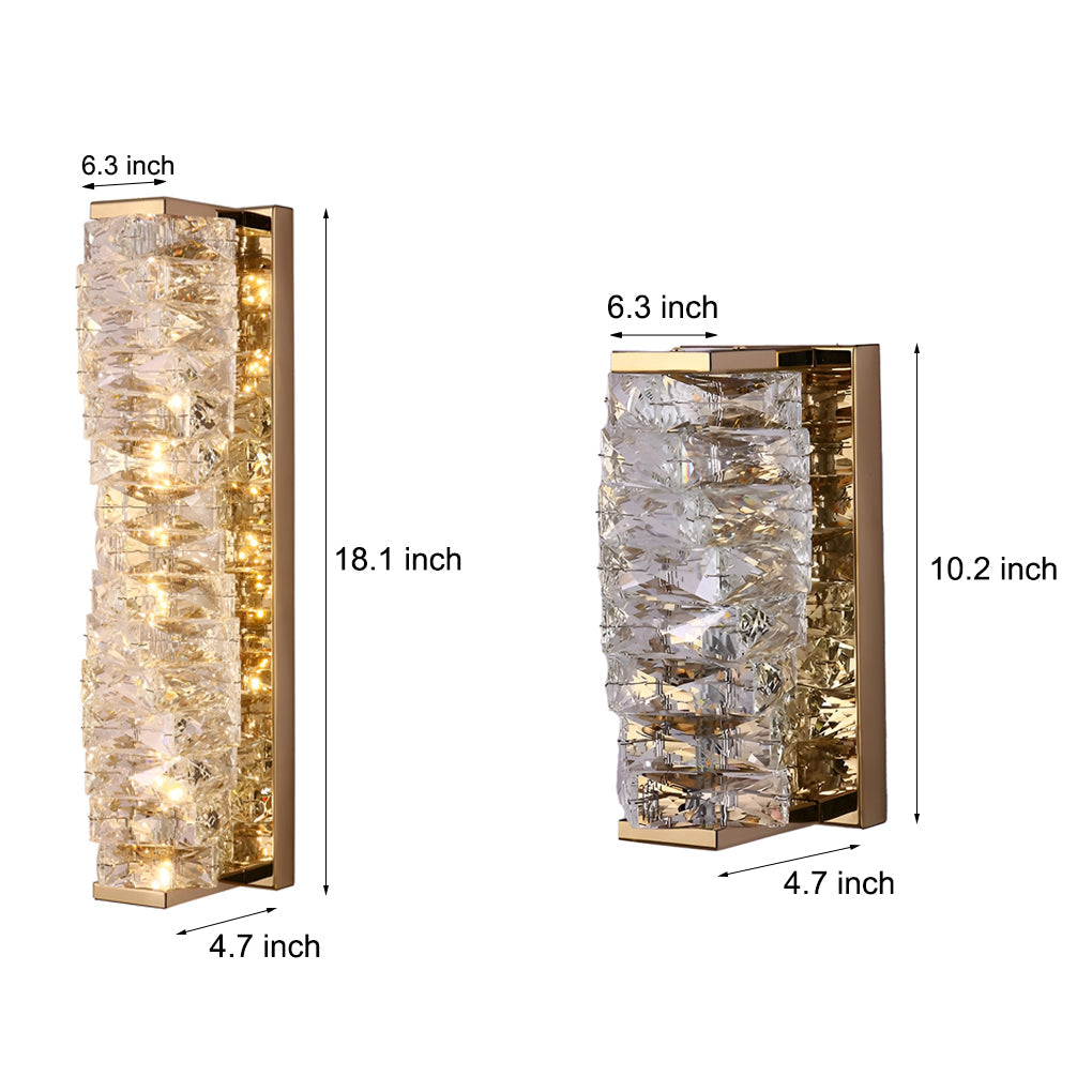 Crystal LED Wall Sconce with 3-Step Dimming - Modern Wall Light