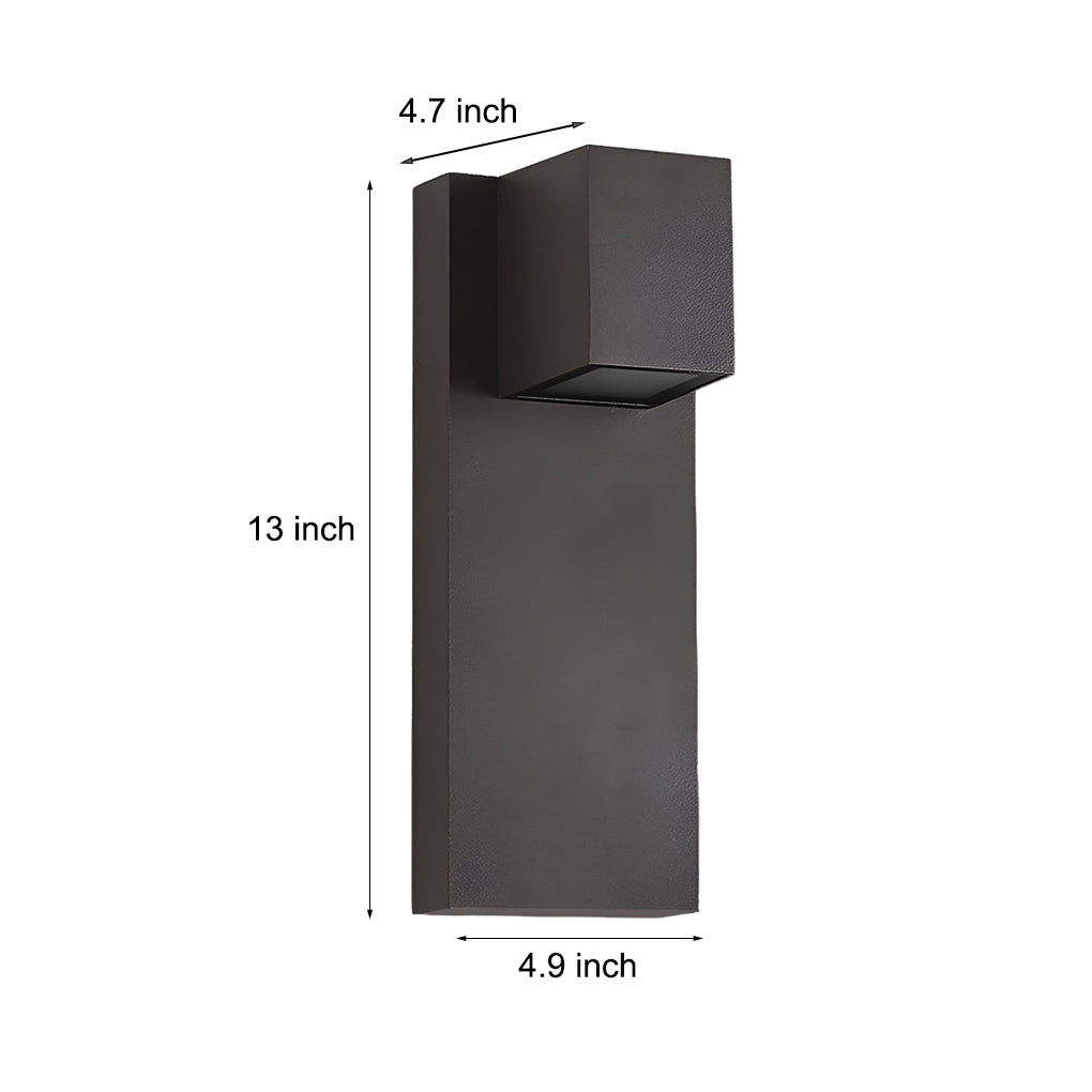 Square Waterproof LED Outdoor Wall Sconce Up Down Lighting Black