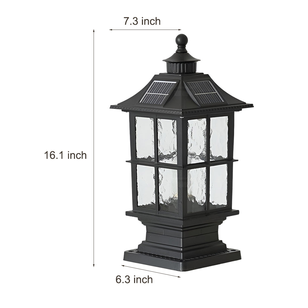 Solar LED Post Cap Light with Remote – Dimmable Outdoor Black Aluminum