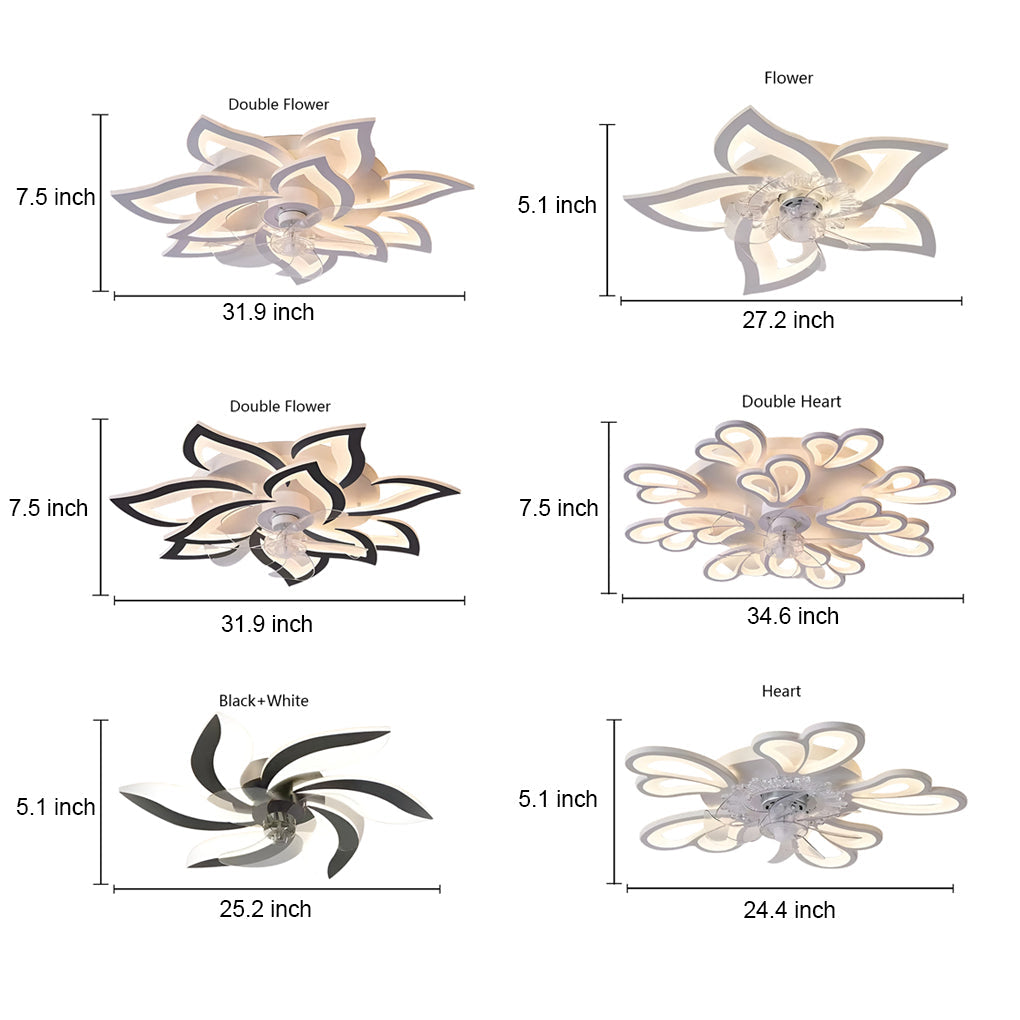 Modern Flower Ceiling Fan with LED Light & 3-Step Dimming