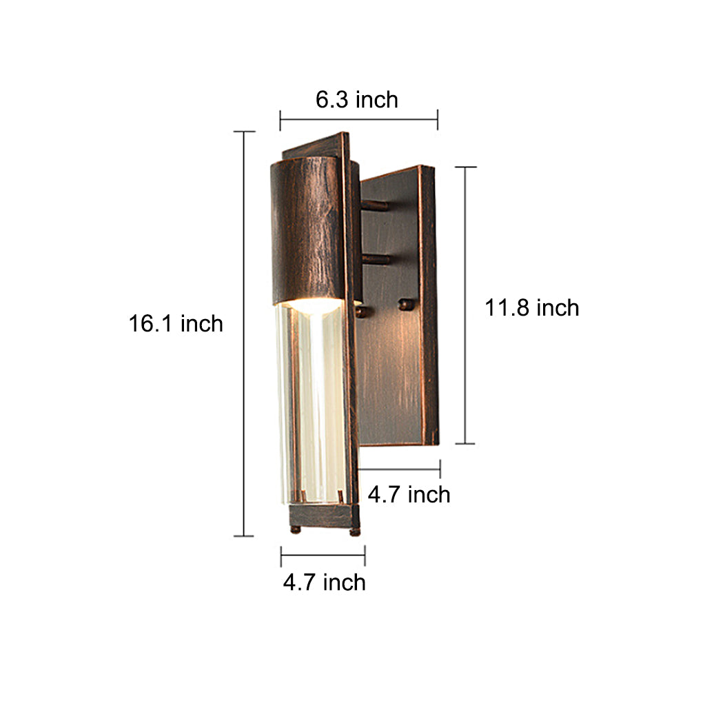 Industrial Glass Outdoor Wall Sconce Waterproof Antique Black