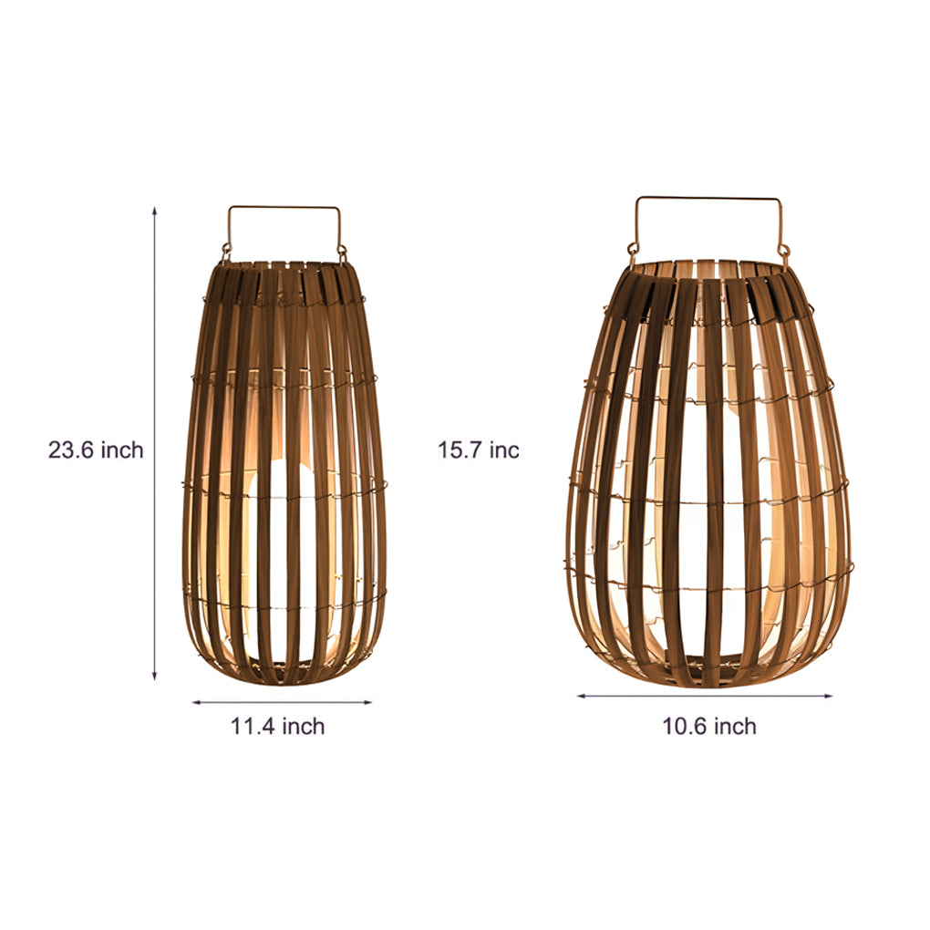 Rattan Lantern Solar LED Outdoor Light with Portable Handle