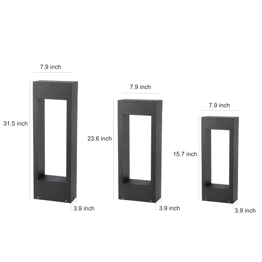 Rectangular Frame LED Lawn Light – Modern Aluminum Outdoor Post