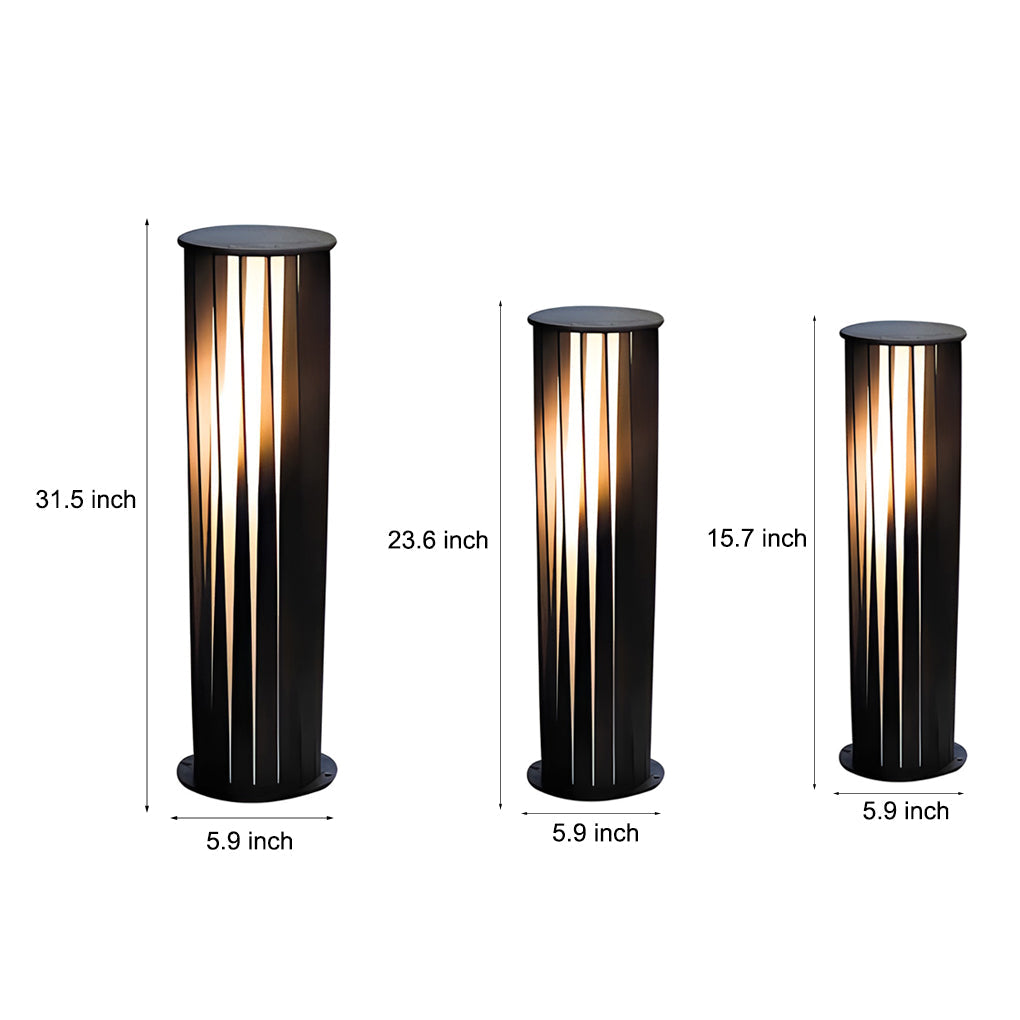Geometric Cage Solar LED Pathway Light - Industrial Black Aluminum