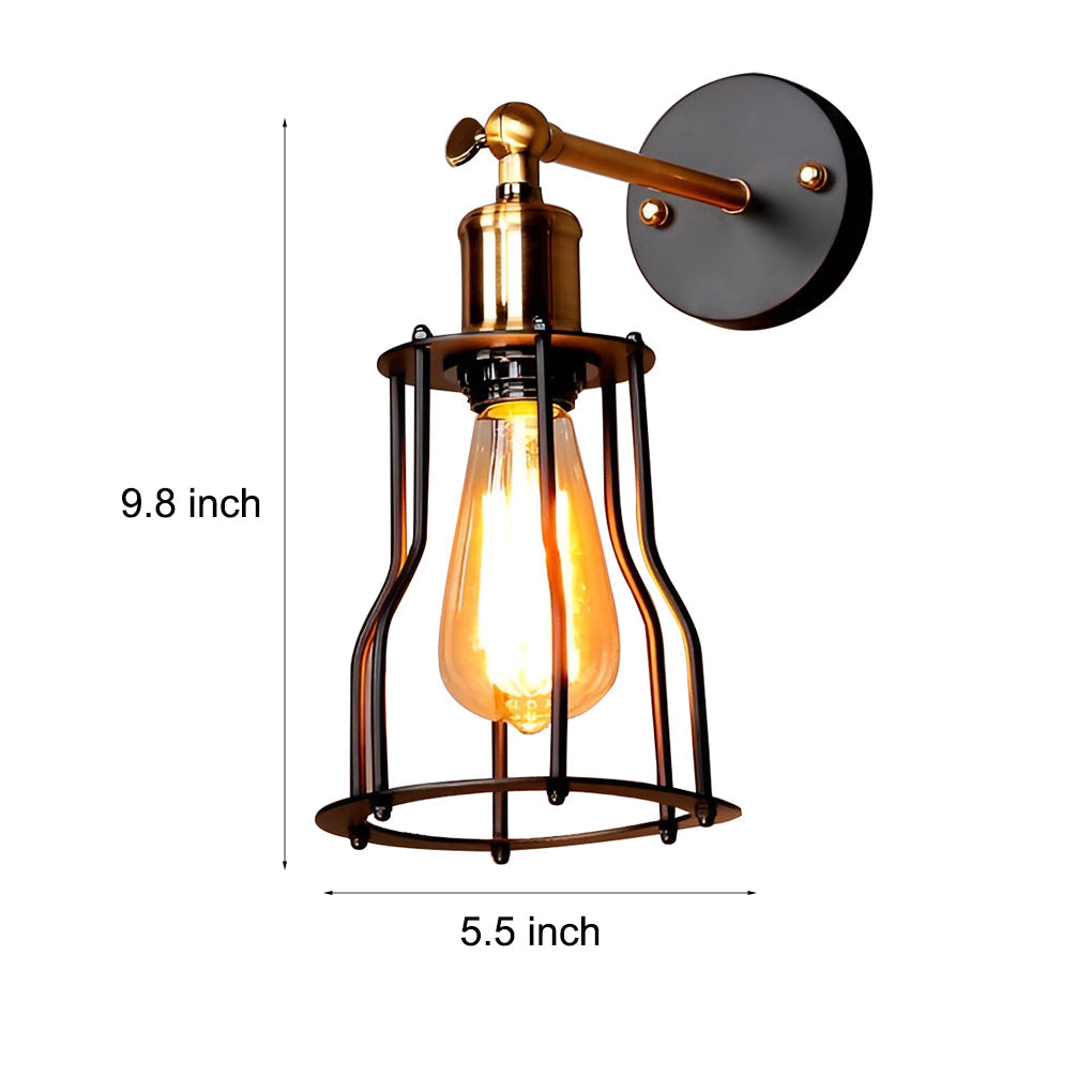 Adjustable Industrial Wall Sconce - Iron & Copper E27 Socket