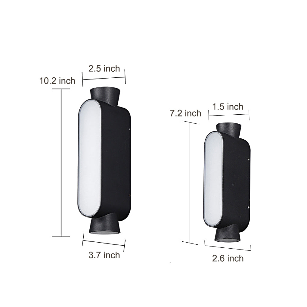 Black Aluminum Up Down Outdoor Wall Sconce IP65 Waterproof LED