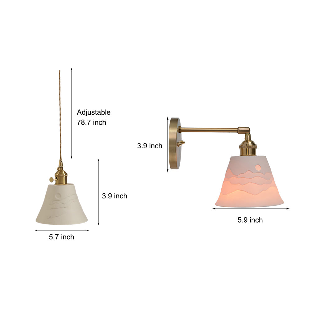 Nordic Ceramic Pendant Light with Mountain Shadow Design