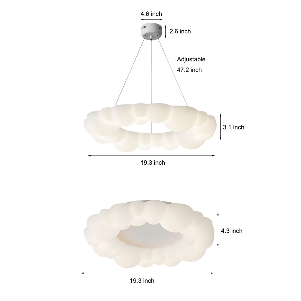 Cloud Shaped LED Ceiling Light with Stepless Dimming & Remote Control