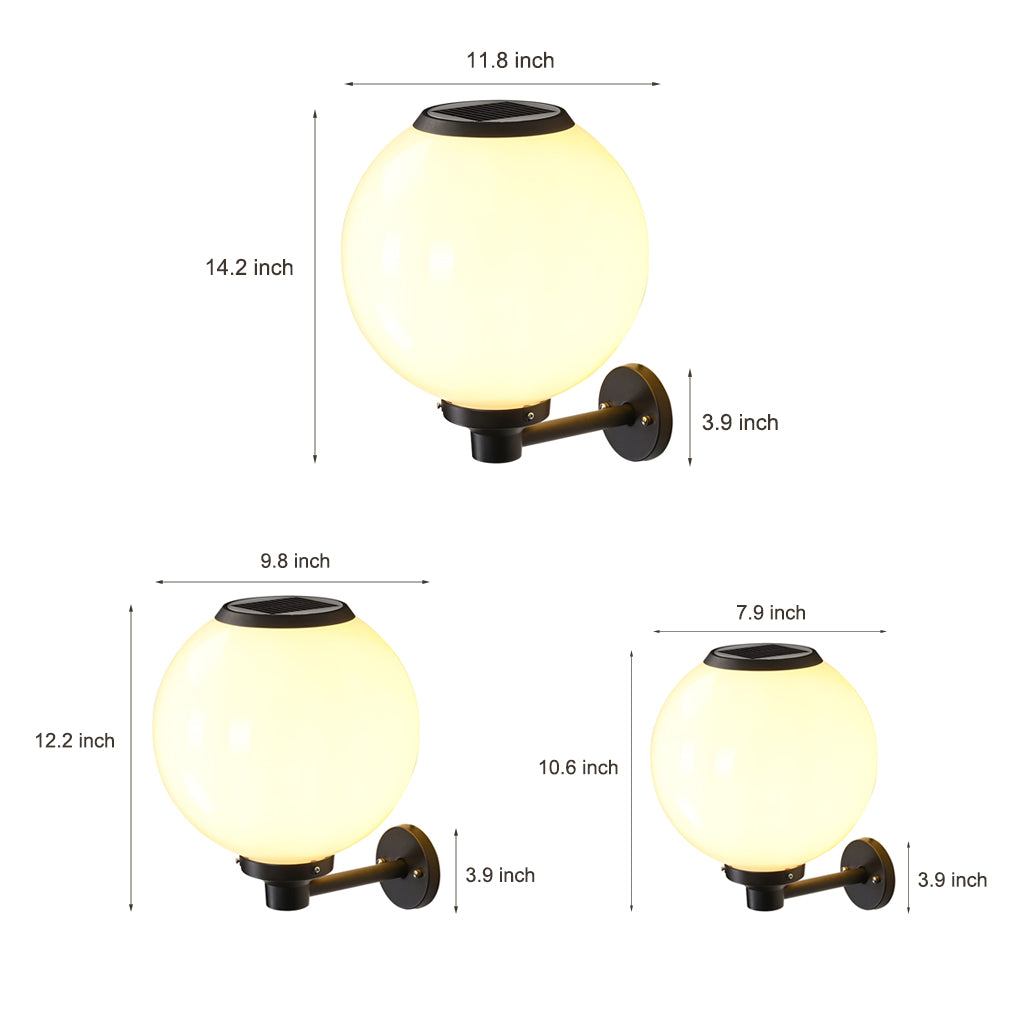 Round Solar LED Outdoor Wall Light with Three-Step Dimming