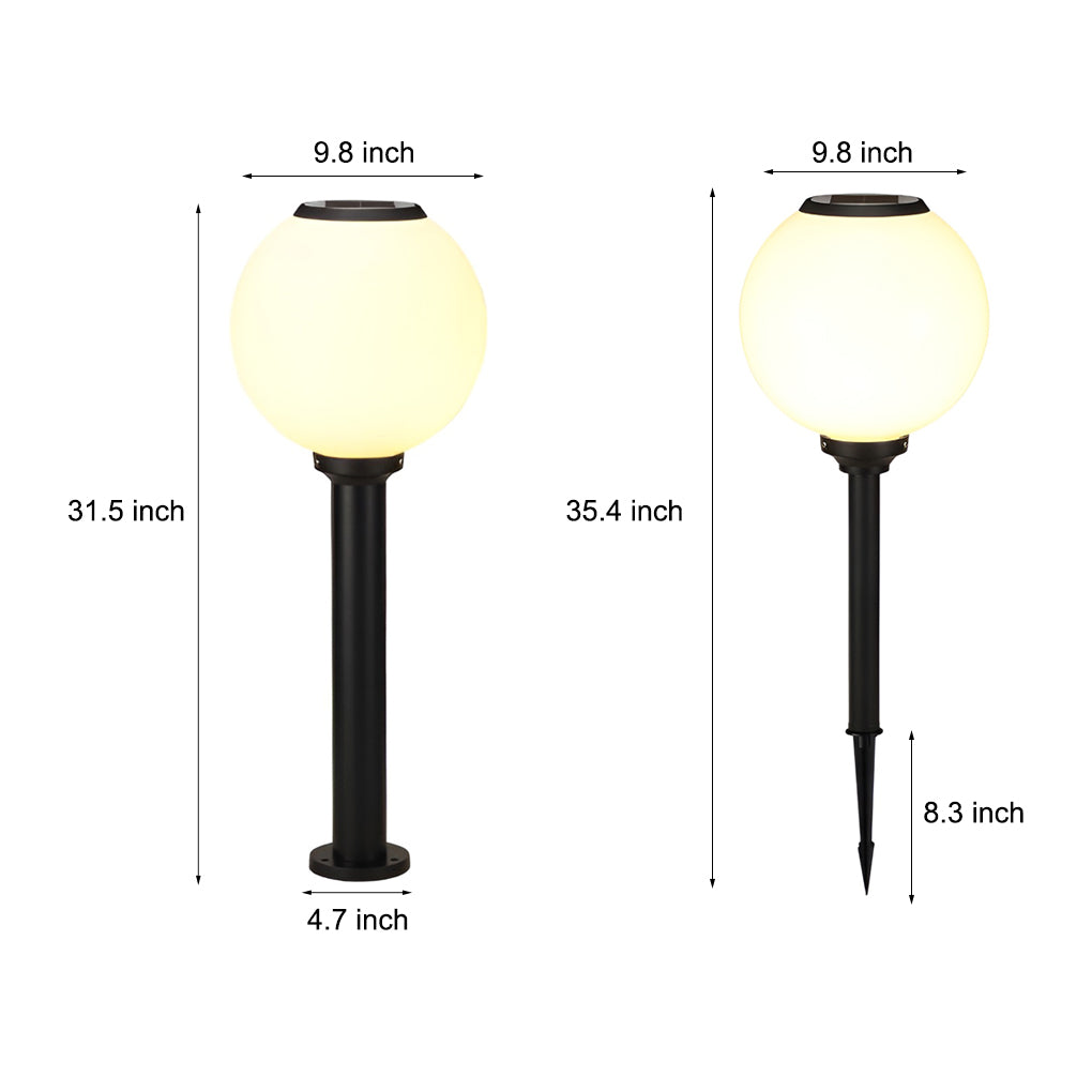 Solar LED Pathway Light Round Ball Design Adjustable Brightness