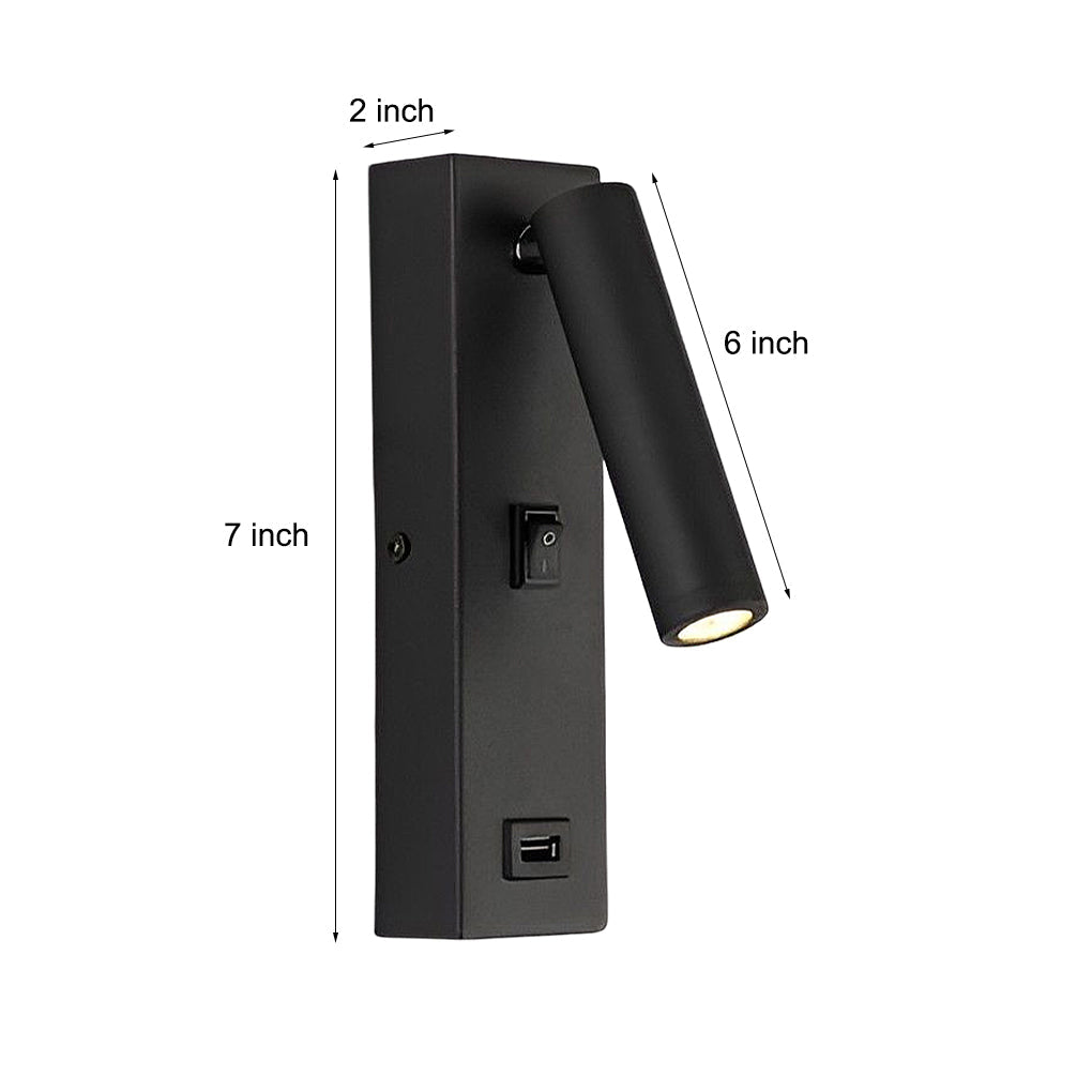 Rectangular LED Wall Lamp with Switch & USB Charging Port