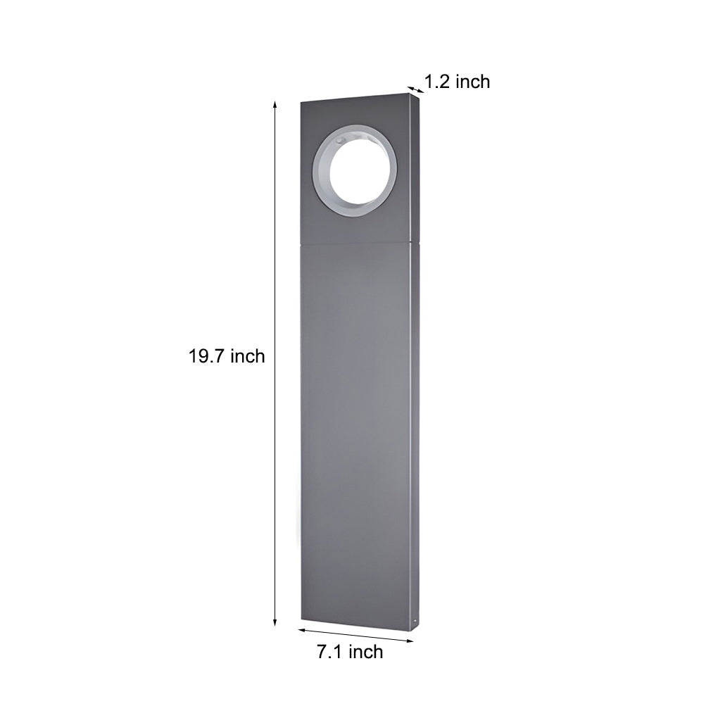 Modern Black Aluminum Outdoor Pathway Bollard Light with Round Top
