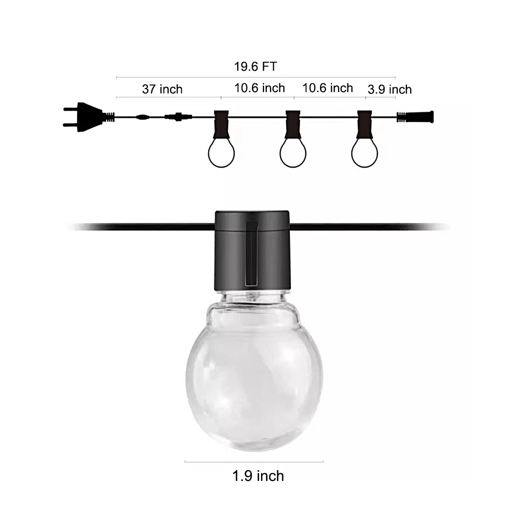 Solar Powered Outdoor LED String Lights Waterproof 19.6ft