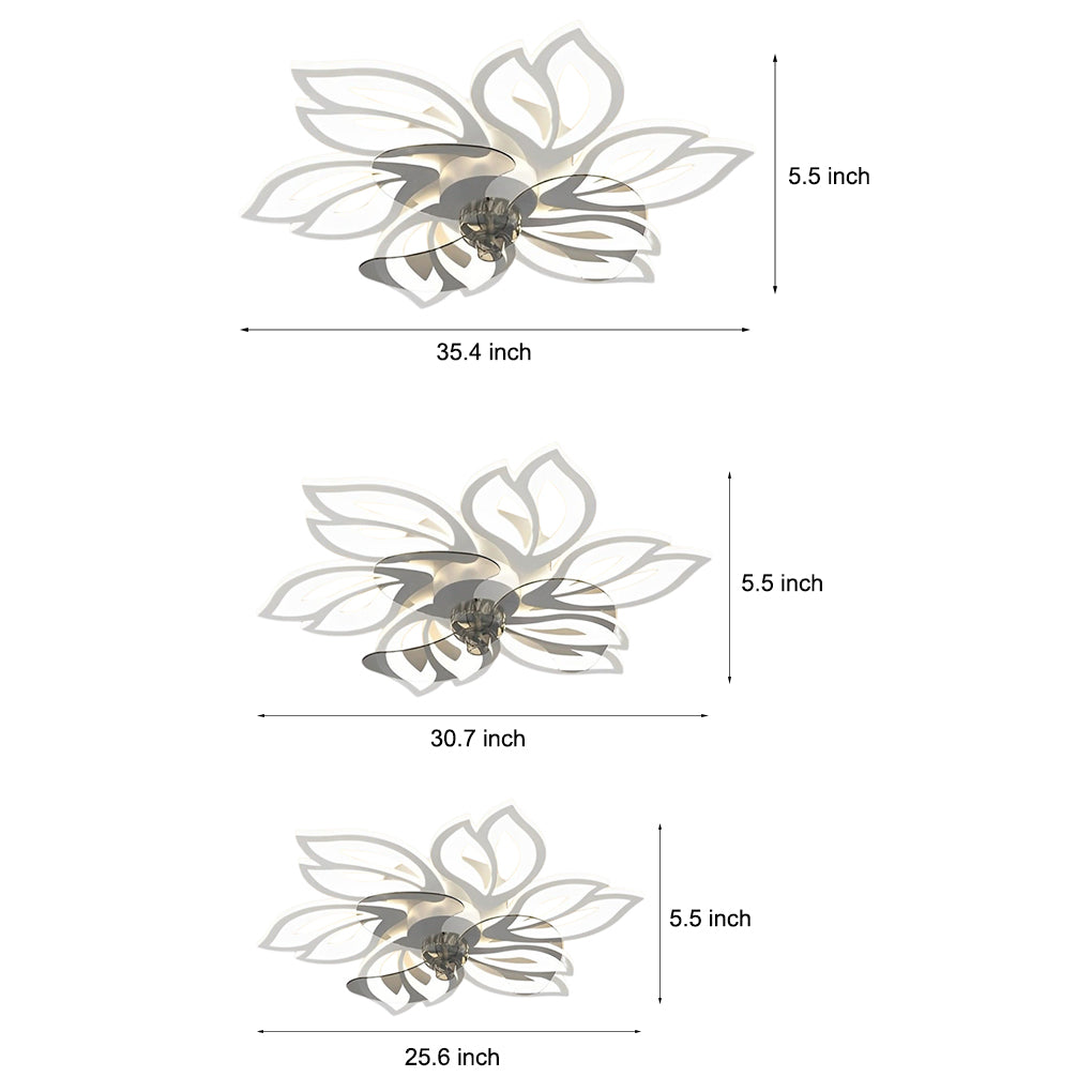 Modern Flower LED Ceiling Fan Light with Stepless Dimming