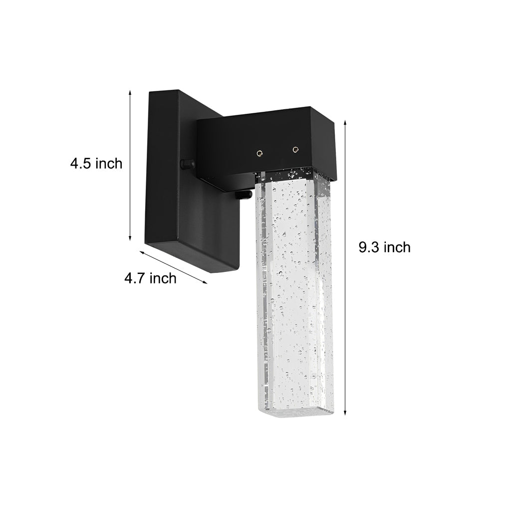 Crystal Black Modern Outdoor Wall Lamp 10W LED Waterproof Light