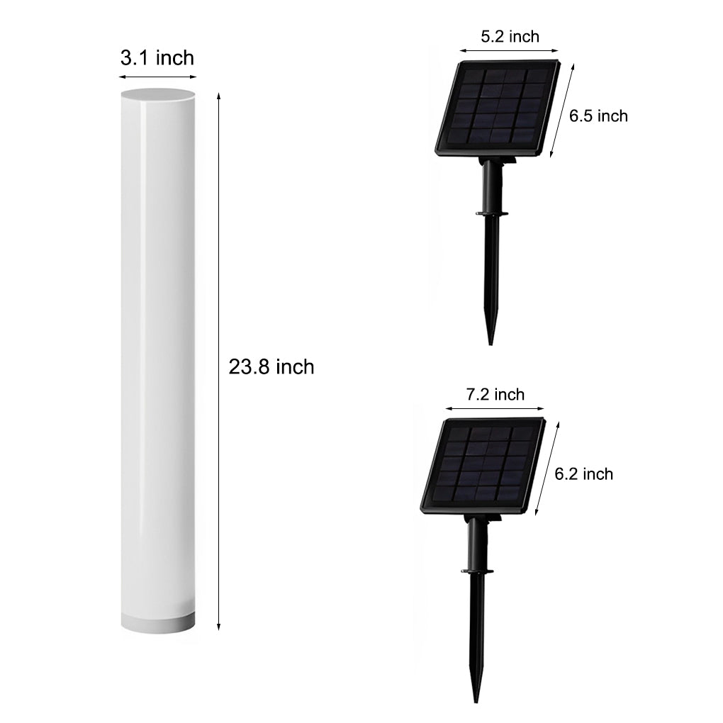Modern Solar Lawn Light Cylindrical White Waterproof Post Lamp
