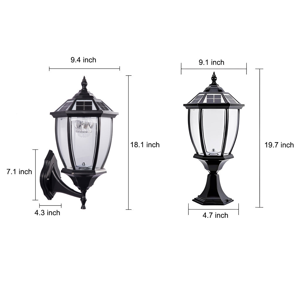 Modern Black Solar Outdoor Post Light with Remote Control
