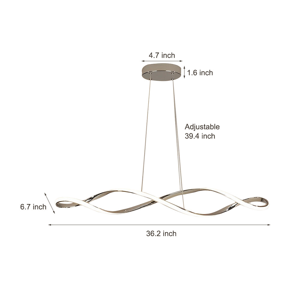 Modern Wave Pendant Light with Stepless Dimming & Remote Control
