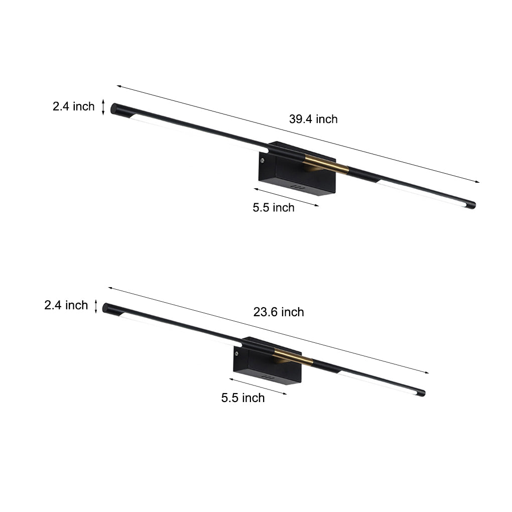 Black Gold Linear LED Bathroom Vanity Light Bar 24" 39"