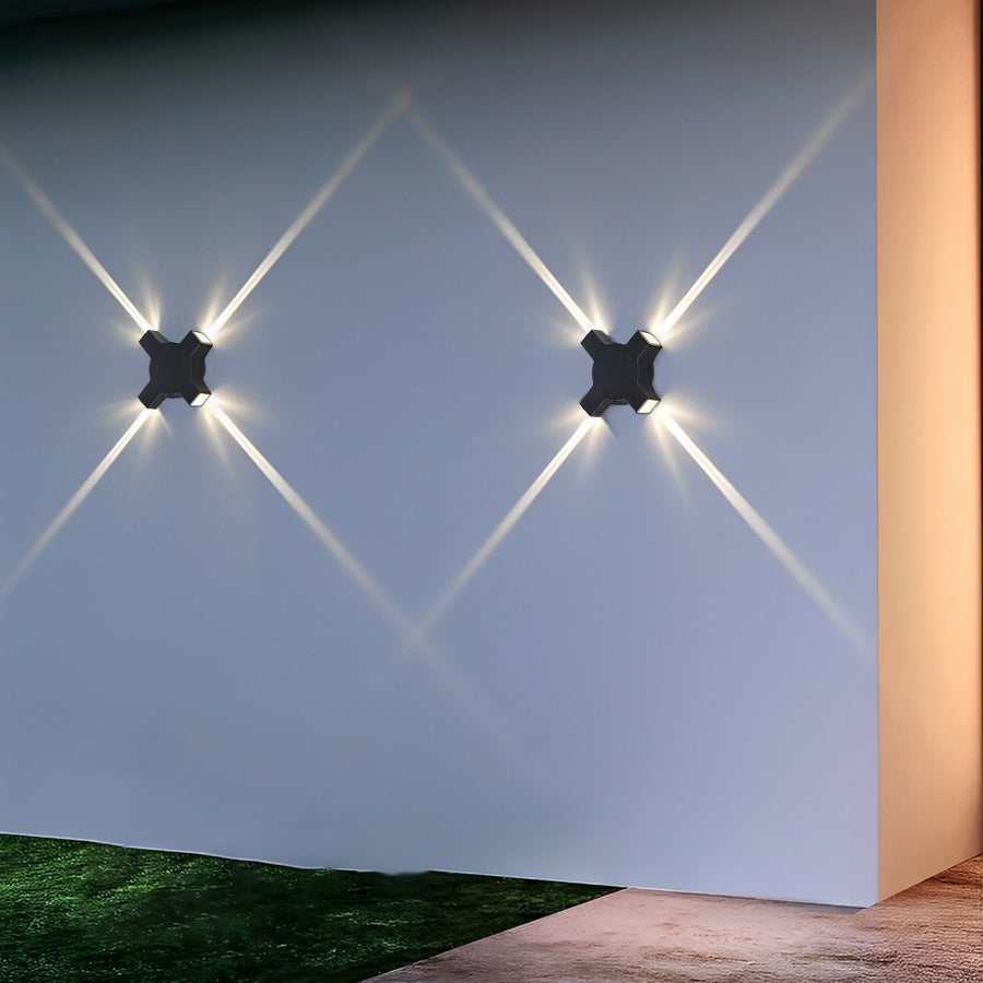 Starlight Modern LED Outdoor Wall Lamp - Waterproof Black Aluminum