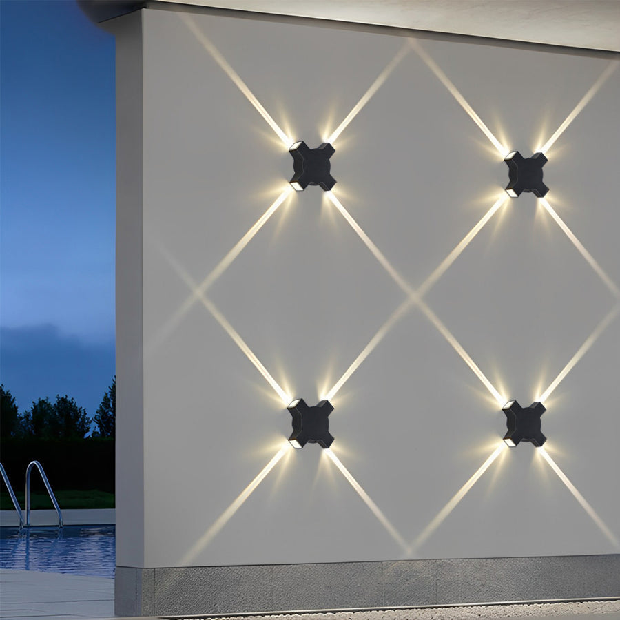 Starlight Modern LED Outdoor Wall Lamp - Waterproof Black Aluminum