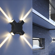 Starlight Modern LED Outdoor Wall Lamp - Waterproof Black Aluminum