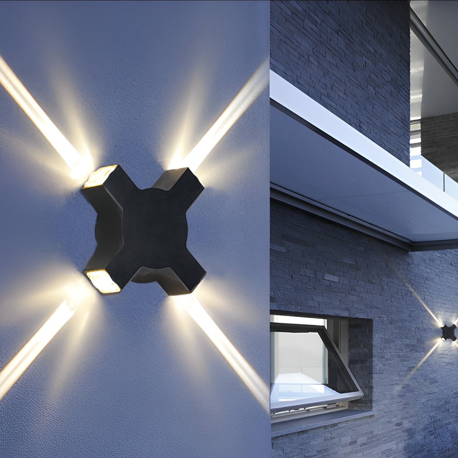 Starlight Modern LED Outdoor Wall Lamp - Waterproof Black Aluminum