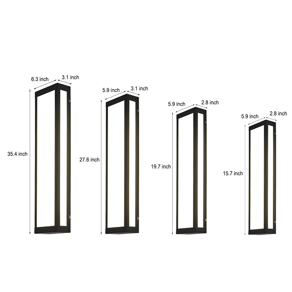 Modern Rectangular LED Outdoor Wall Lamp - Matte Black
