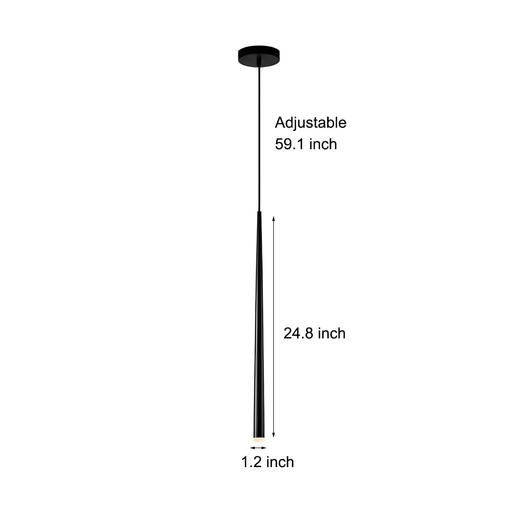 Minimalist Conical Long Tube COB Black Pendant Light