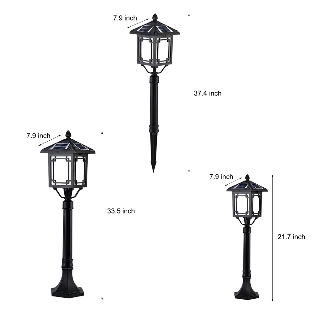 Solar LED Post Light with 3-Step Dimming | Aluminum & Glass