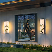 Vintage LED Outdoor Wall Sconce with Floral Acrylic Shade