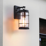 Black Iron Glass Lantern Outdoor Wall Light Retro Modern