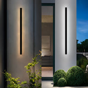 Linear LED Solar Wall Sconce - Modern Black Outdoor Light
