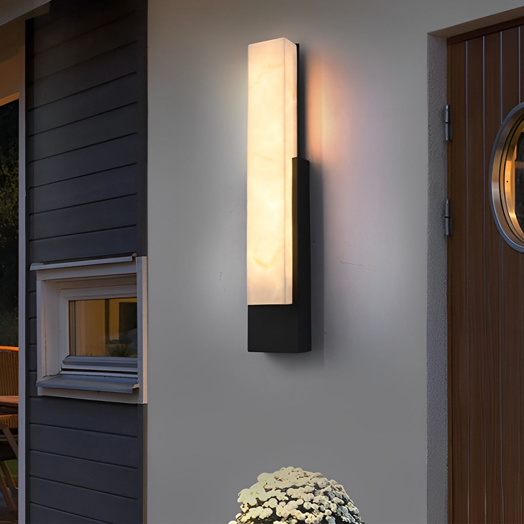 Modern Black Marble Outdoor Wall Light - LED Waterproof Fixture