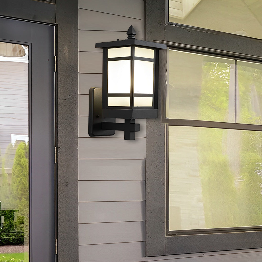 Modern Matte Black Outdoor Wall Lamp with Frosted Glass Shade