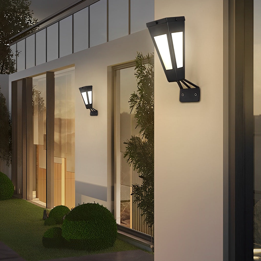 Solar LED Outdoor Wall Light - Modern Black Metal Design