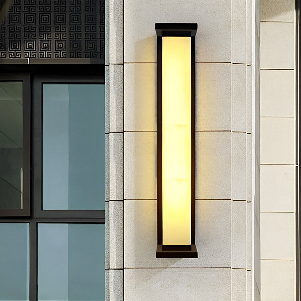 Modern Waterproof Outdoor Wall Light - Stainless Steel & Marble