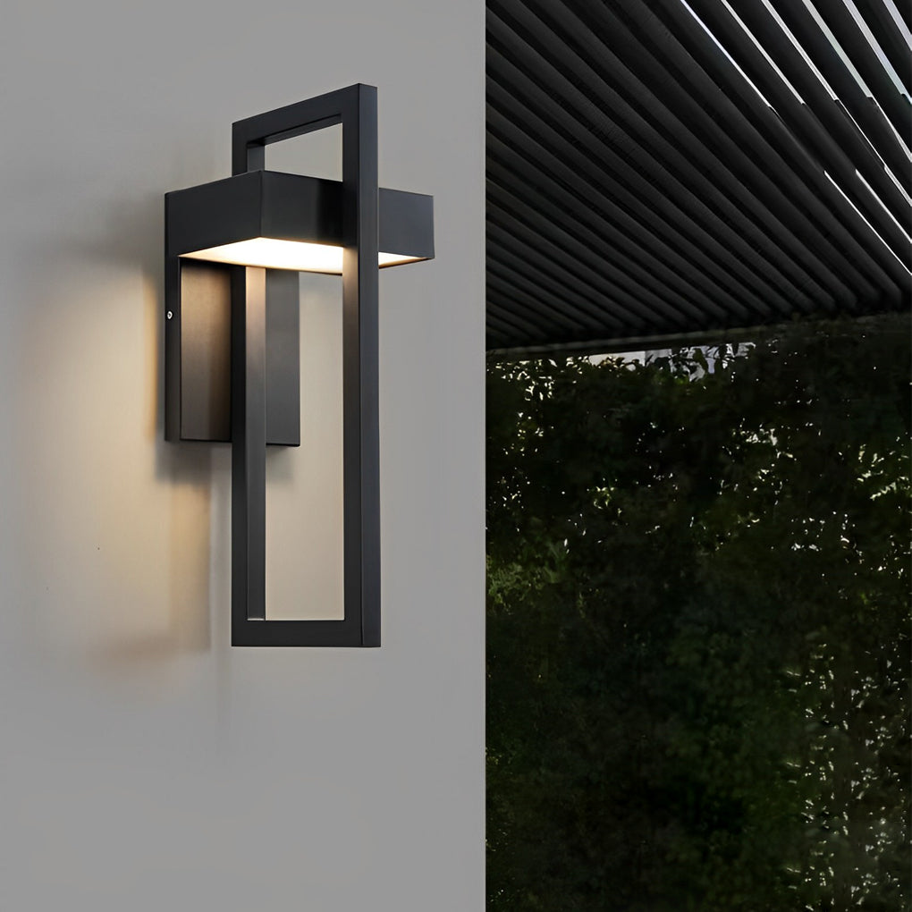 Rectangular Modern LED Outdoor Wall Lamp - Waterproof Black