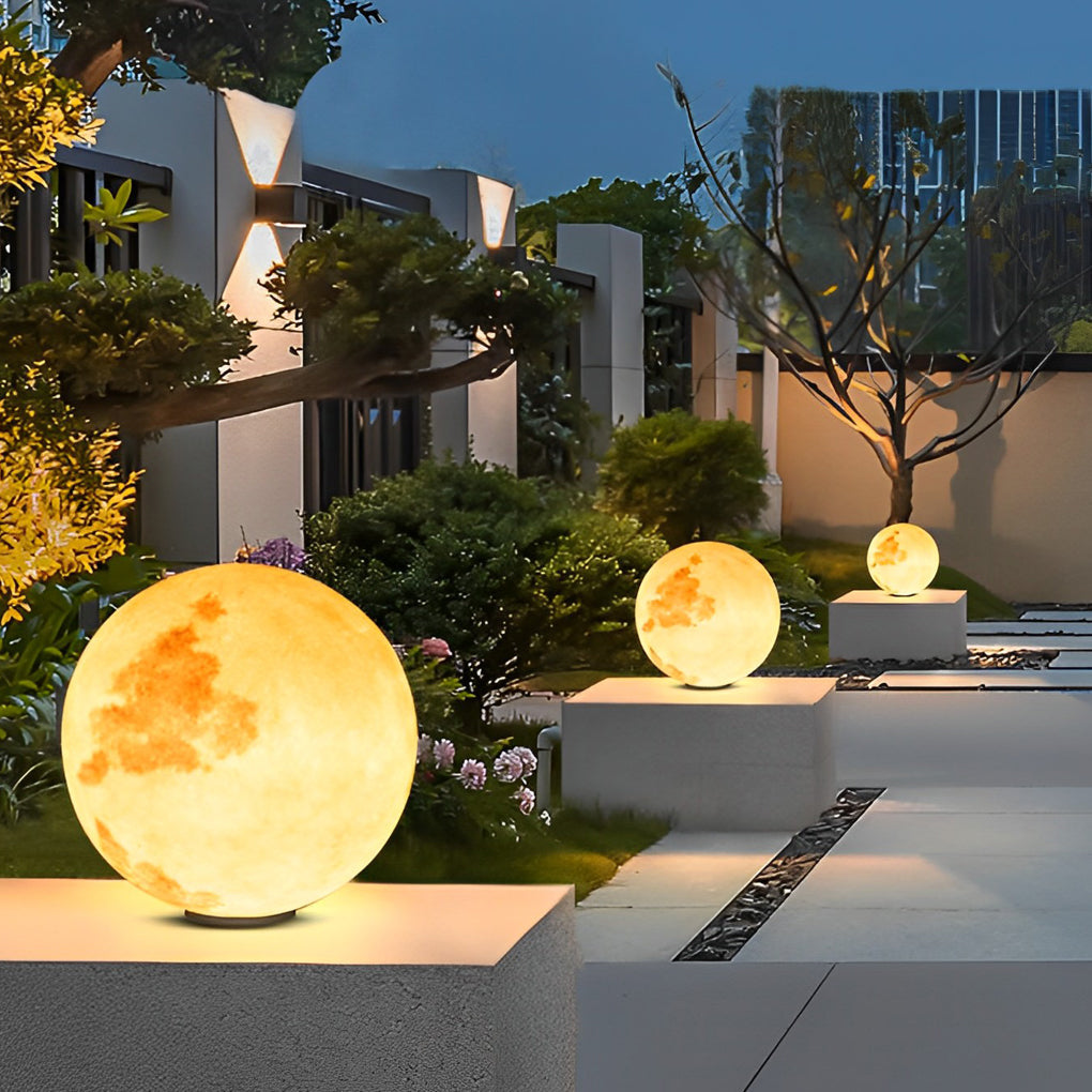 Moon Globe Outdoor Post Light - Modern Pier Mount Pillar Lamp