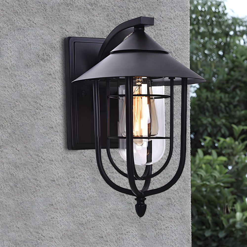 Modern Iron Glass Outdoor Wall Light with Motion Sensor