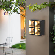 Waterproof Modern Black Wall Lamp with Integrated Flowerpot