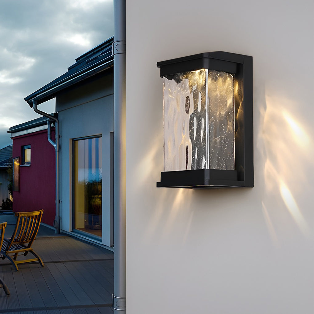 Modern Black Aluminum Glass Outdoor Wall Light IP65 Waterproof