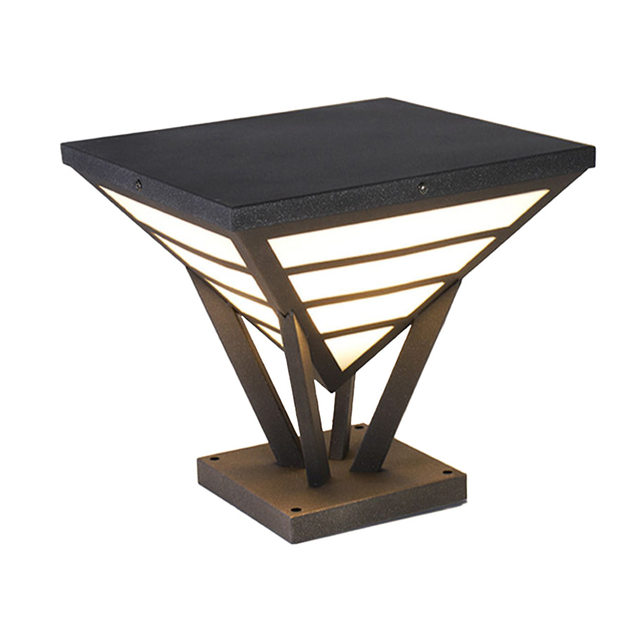Geometric Aluminum Waterproof LED Outdoor Post Light - Modern Black