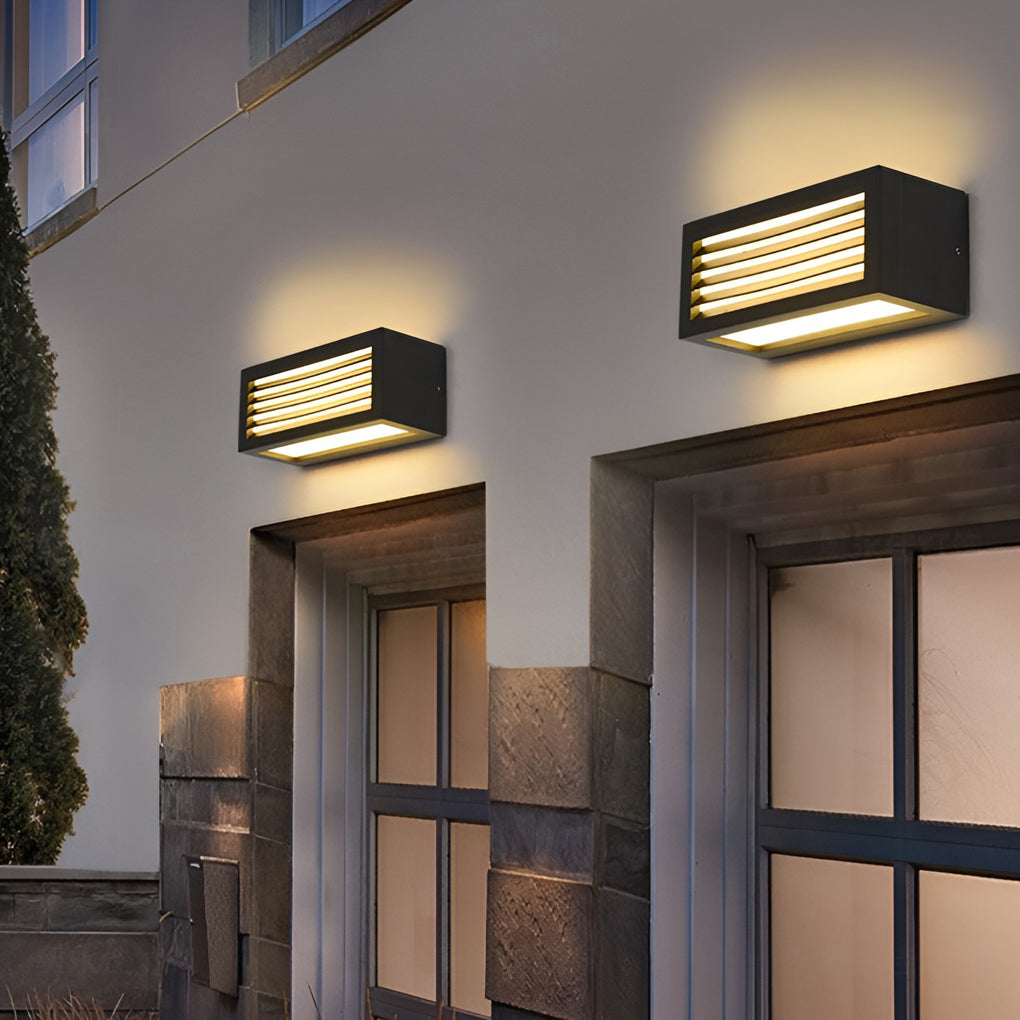Rectangular Waterproof LED Outdoor Wall Sconce - Black Aluminum