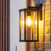 Rectangular Glass Outdoor Wall Lamp - Modern Black Waterproof