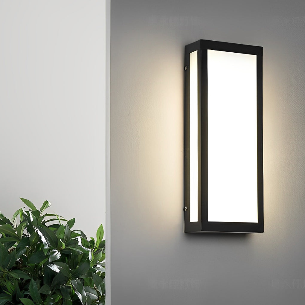 Modern Rectangular LED Outdoor Wall Lamp - Matte Black