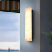 Modern Rectangular LED Outdoor Wall Light - Stainless Steel & Marble